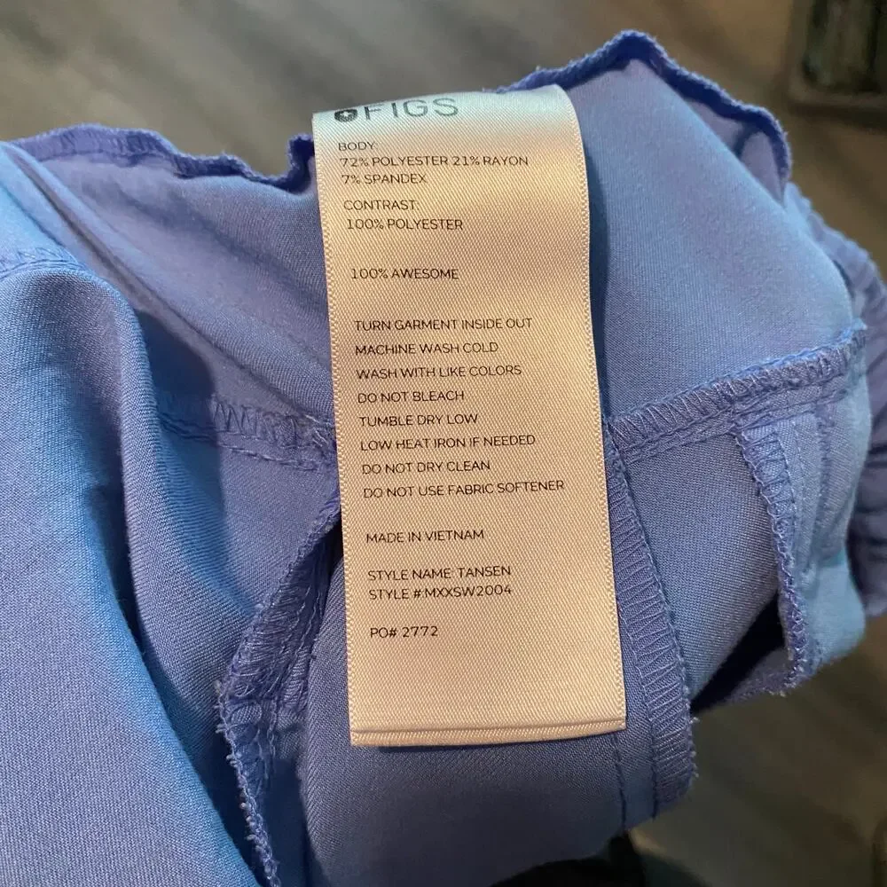 FIGS Ceil Blue Leon Top Tansen Jogger Pants Scrub Set Uniform Men's size Medium